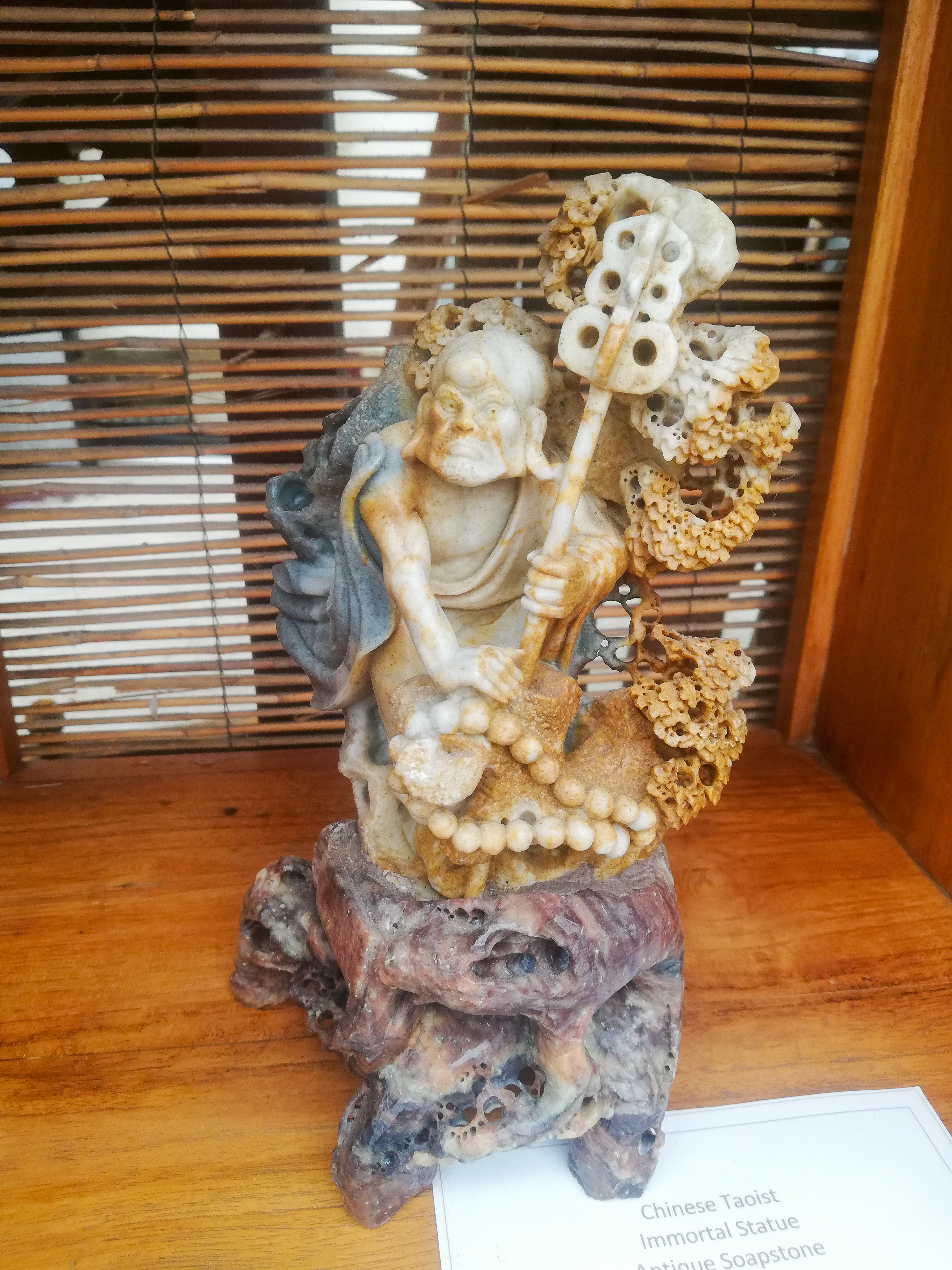 Chinese Taoist Immortal Statue Antique Soapstone <br> $1050