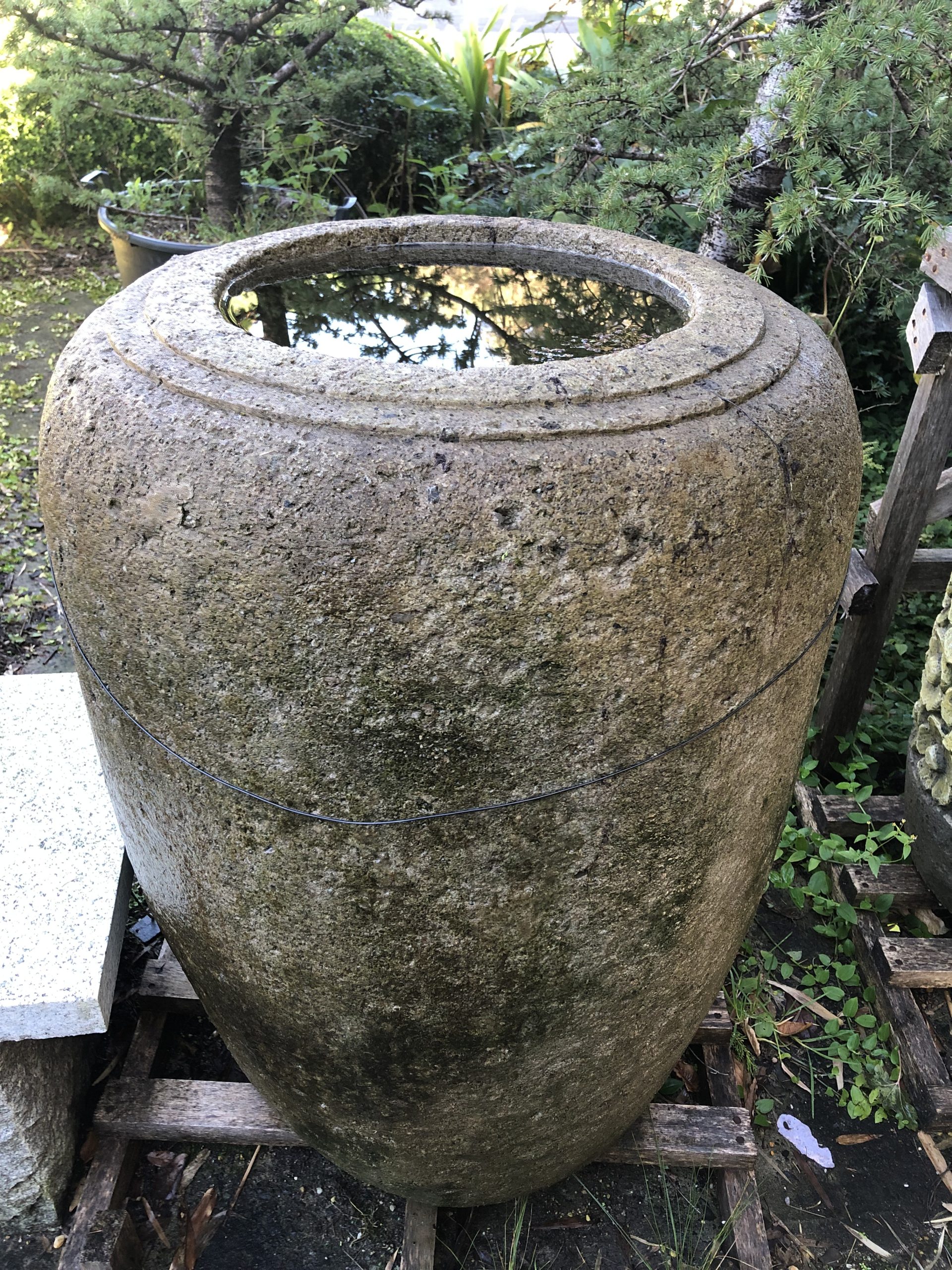 Tall Plain Stone Bali Bowl <br>d63-70cm h90-100cm $1,350
