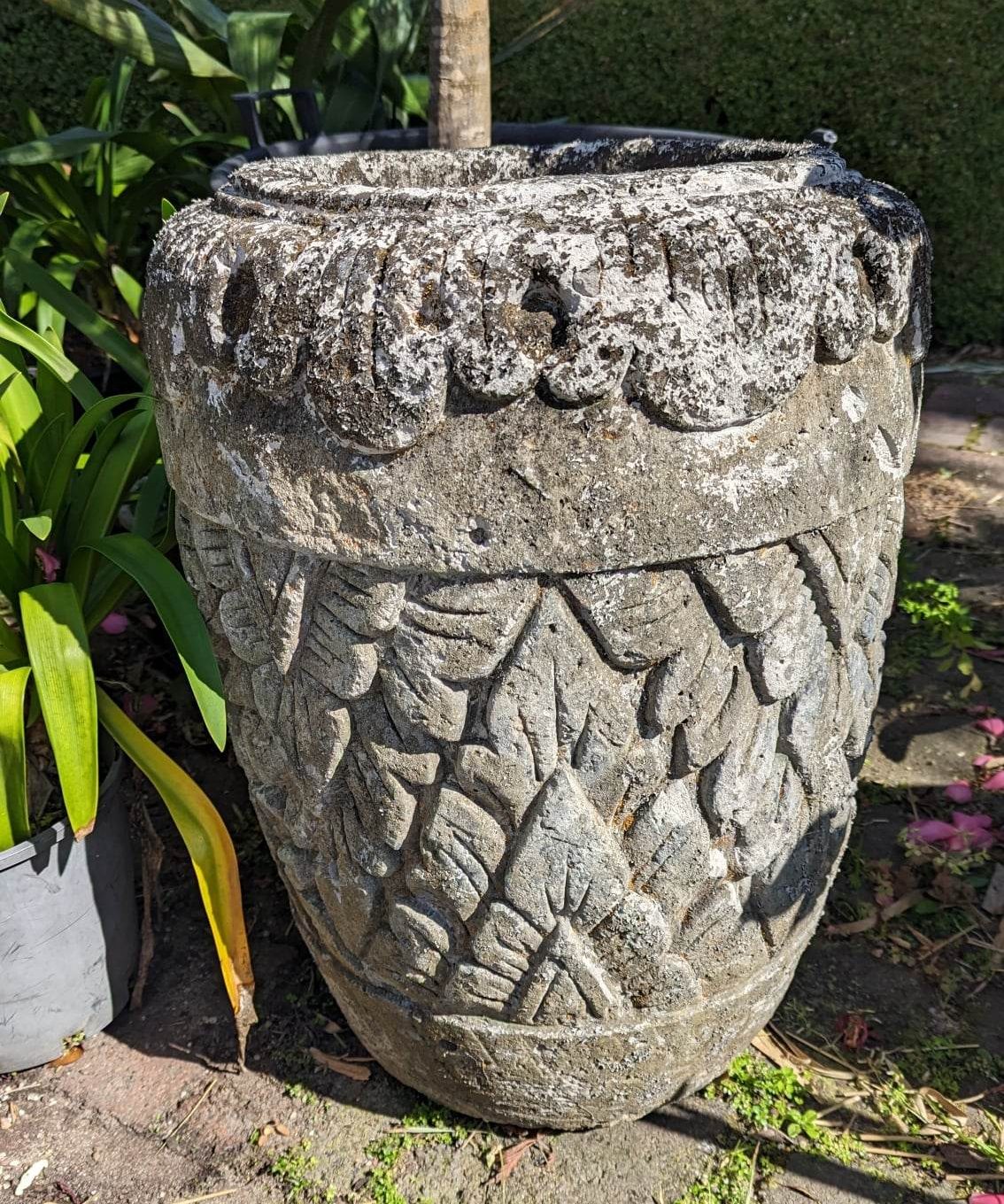 Medium Carved stone Bali bowl<br> dcm h60cm $950